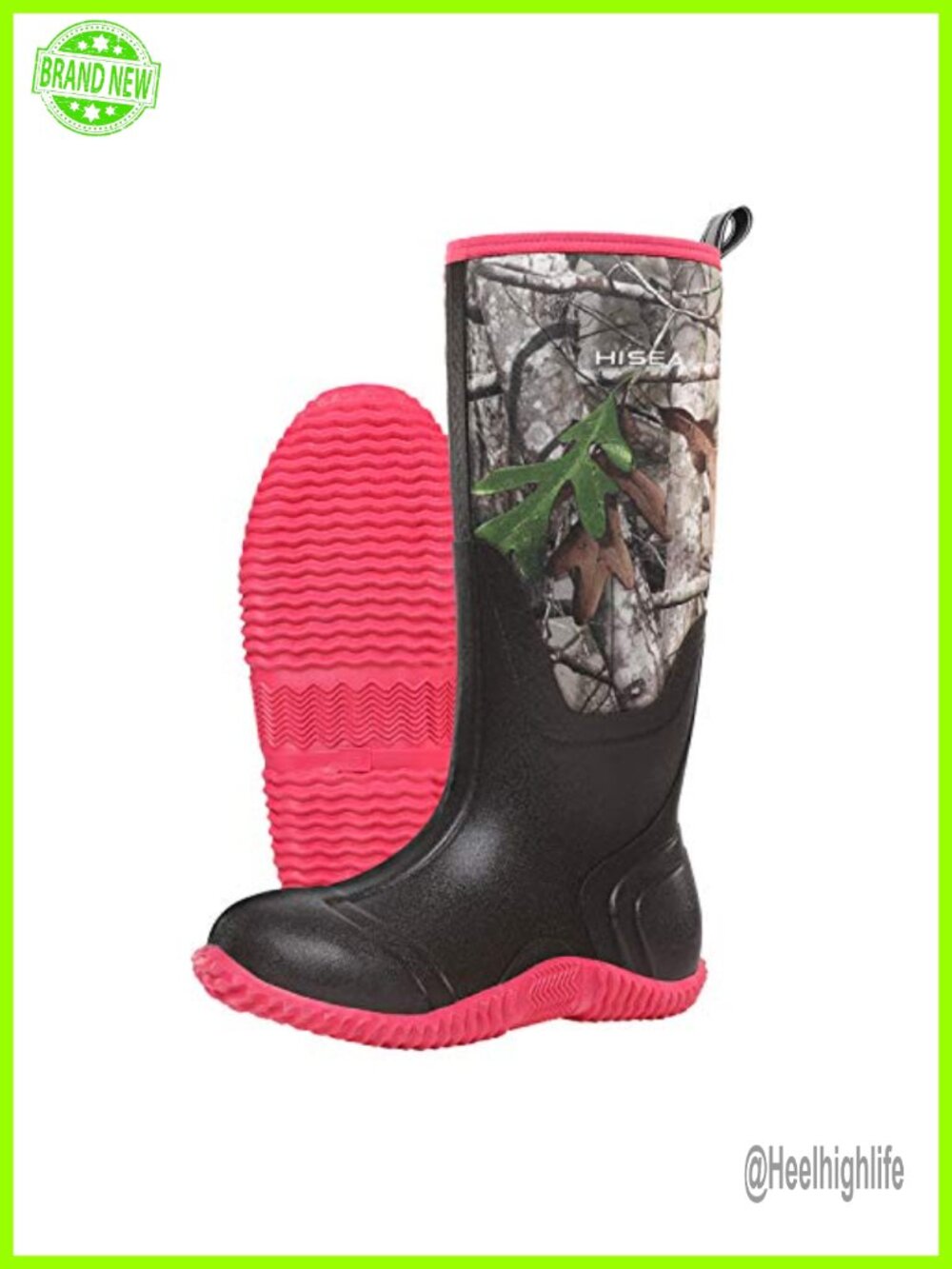 HISEA Waterproof Insulated Neoprene Rubber Rain Boots Knee-High